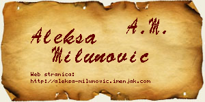 Aleksa Milunović vizit kartica